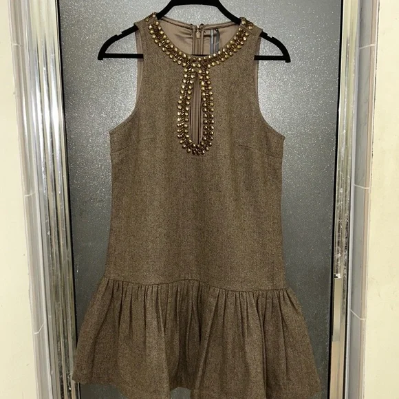 By Anthropologie beaded keyhole sleeveless minidress - Picture 7 of 15